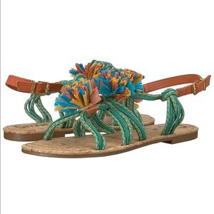 Colorful Pom Pom Sandals NWB